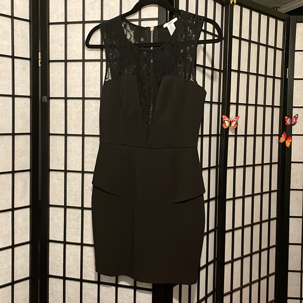 Bar III black lace mini dress